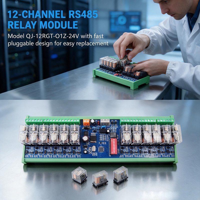 Home Automation Industry - QINGJUN 12-Channel RS485 Communication Relay Module